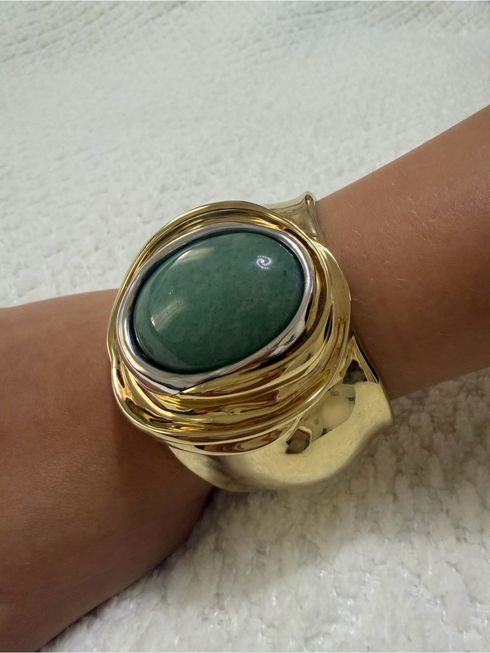 RLM Studio Sterling Silver And Brass Large Cuff Bracelet With An Oval Stone